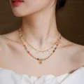 Collana di Perline + Collana con Pendente Quadrato (Raccomandato) / Colorato