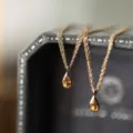 Orange Yellow Rhinestone Water Drop Style / Gold (0093)