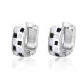 U-Shape Ear Buckle Earrings (K27) / Black & White Checkerboard