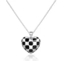 Heart Checkerboard Pendant (A215) / Pendant Only (Without Chain) / Black and White
