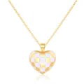 Heart Checkerboard Pendant (A215) / Pendant Only (Without Chain) / Gold