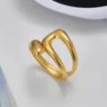 Hollow Geometric Open Ring (JR732-G7) / Gold