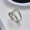 Hollow Geometric Open Ring (JR732-S7) / Silver