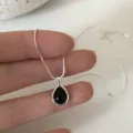 Colgante de Gota de Agua de Ágata Negra (XL620)