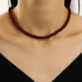Nr. 6 Kralen Kralenketting (0909) / Bordeauxrood
