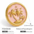 Style Rond Cocotier à Paillettes Roses (PJ94964B)