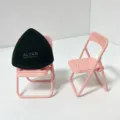 Pink Folding Small Chair Powder Puff Rack