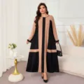 3XL / Dresses / Μαύρο Και Καφέ Patchwork