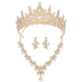 Gold White Rhinestone Set (XLEHTZ013+HG003)
