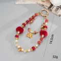 2 Plush Balls + Fortune Bag (Red) / K6705-2 Plush Balls and Fortune Bag Charm (Red)