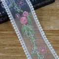Weißes Netz Rosa Blumen Stil (Modell 4) / Breite 8cm