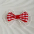 Φιόγκος Gingham Με Δαντέλα / 4cmx2.5cm / Κόκκινο