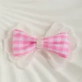 Nœud Dentelle Gingham / 4x2.5cm / Rose