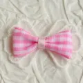 Φιόγκος Gingham Με Δαντέλα / 4cmx2.5cm / Ροζ