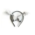 Serre-tête en Cuir Brillant + Paire de Barrettes / Blanc