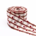 Rot Weiß Karo mit Rotem Herz (C) / 5cm Breite - Einzelhof