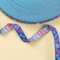 Royal Blue Base White Flower (W005-2) / 12mm Width 45 Meters/Roll