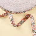 White Base Brick Red Flower (W005-3) / 12mm Width 45 Meters/Roll
