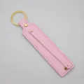 Gold Ring / 8mm Artificial Leather Keychain Ring / Pink