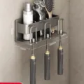 Soporte para cepillo de dientes gris pistola - 3 ranuras