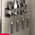 Soporte para cepillo de dientes gris pistola - 4 ranuras
