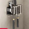 Soporte para cepillo de dientes gris pistola + 2 tazas
