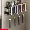 Gun Grey Toothbrush Holder + 4 Colored Wash Cups