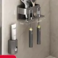 Gun Grey Toothbrush Holder - 2 Person + Toothpaste Squeezer