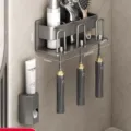 Gun Grey Toothbrush Holder - 3 Person + Toothpaste Squeezer