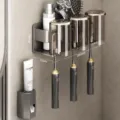 Gun Grey Toothbrush Holder + 3 Cups + Toothpaste Squeezer