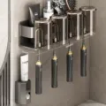 Gun Grey Toothbrush Holder + 4 Cups + Toothpaste Squeezer