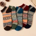 Ethnic Style Short Socks (6213) / 5 Pieces/Pack (Free Size 38-43)