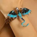 Pulsera (56 Azul 10386) / Dragón Azul-Negro Cordón Marrón