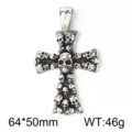 Skull Cross Pendant (KP55728-BD) - Pendant Only (Without Chain) / Steel