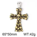 Skull Cross Pendant (KP55869-BD) - Pendant Only (Without Chain) / Two-Tone Gold and Steel