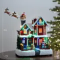Stile E: Grande casa rossa a tre piani (Alimentato tramite USB/Batteria, musica, rotazione e luce)
