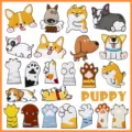 Style Ensemble Empreintes Chien (W17XM-168-YT) / 23 Pièces/Paquet
