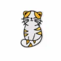 Style Chat Blanc Rayures Orange (W17XM-08-01)