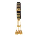 Gold-tone openwork bands with dark accents, dangling chains, beads and bell-shaped tassels. - Black (H20003)
