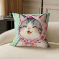Rosa Kopftuch Katze (SBZA164402) / 35x35cm (Nur Bezug)