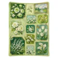 Couverture en flanelle verte à collage floral vintage, avec roses, marguerites, tulipes et lys - Collage Floral Rétro 04 (FMTA113604) / 60x40cm