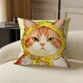 Gelbes Kopftuch Katze (SBZA164403) / 35x35cm (Nur Bezug)