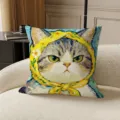 Gatto Bianco Arancione Sciarpa Viola (SBZA164407)