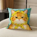 Gatto Arancione Sciarpa Floreale Gialla (SBZA164408)