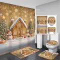 Einzelner Duschvorhang 90x180cm / Weihnachts-Lebkuchenhaus (YL-002)