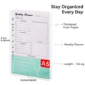 A5-navulpagina's voor een ongedateerde weekplanner, met mintgroen label en overzichtelijke checklist - A5 Formaat Weekplanner Navulling / 54 Stuks