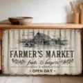 Style d'Illustration de Ferme Vintage (X-004) / 140x82cm (Tissu en Polyester)