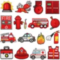 Ensemble de 16 Pièces (Thème Sauvetage Incendie) / 16 Pièces/Pack