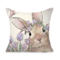 Brauner Hase mit Blumen (190(4)) / 45x45 cm