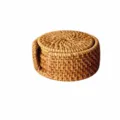 10cm Rattan Coaster Set of 6 with Holder